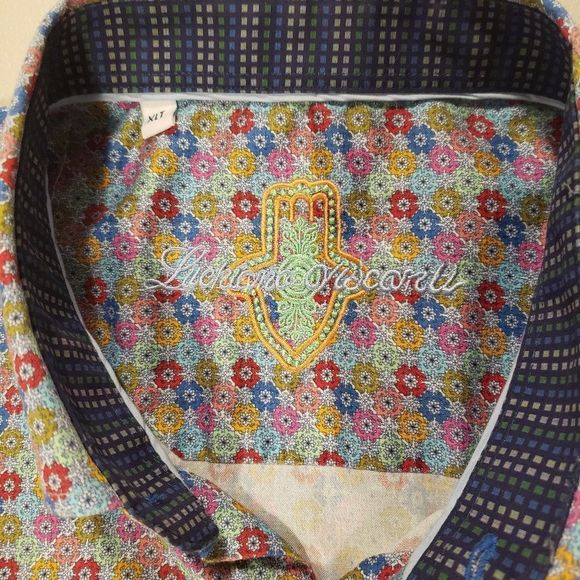 LUCHIANO Visconti Men's Floral Short Sleeve Button Shirt - Size XL - Picture 2 of 16